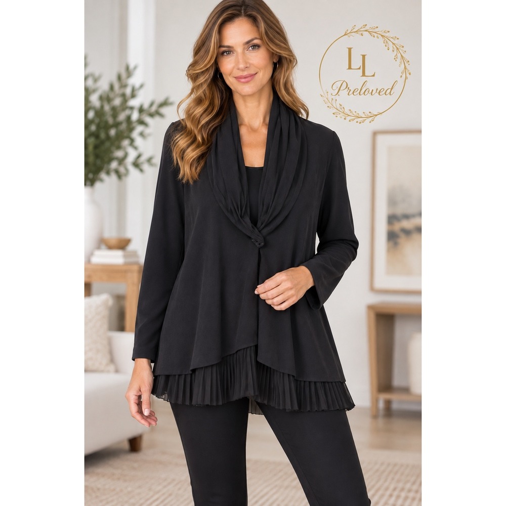 ELM Design Cowl Neck Jacket Womens 1 Black Pleated Hem Avant Garde Darkwear